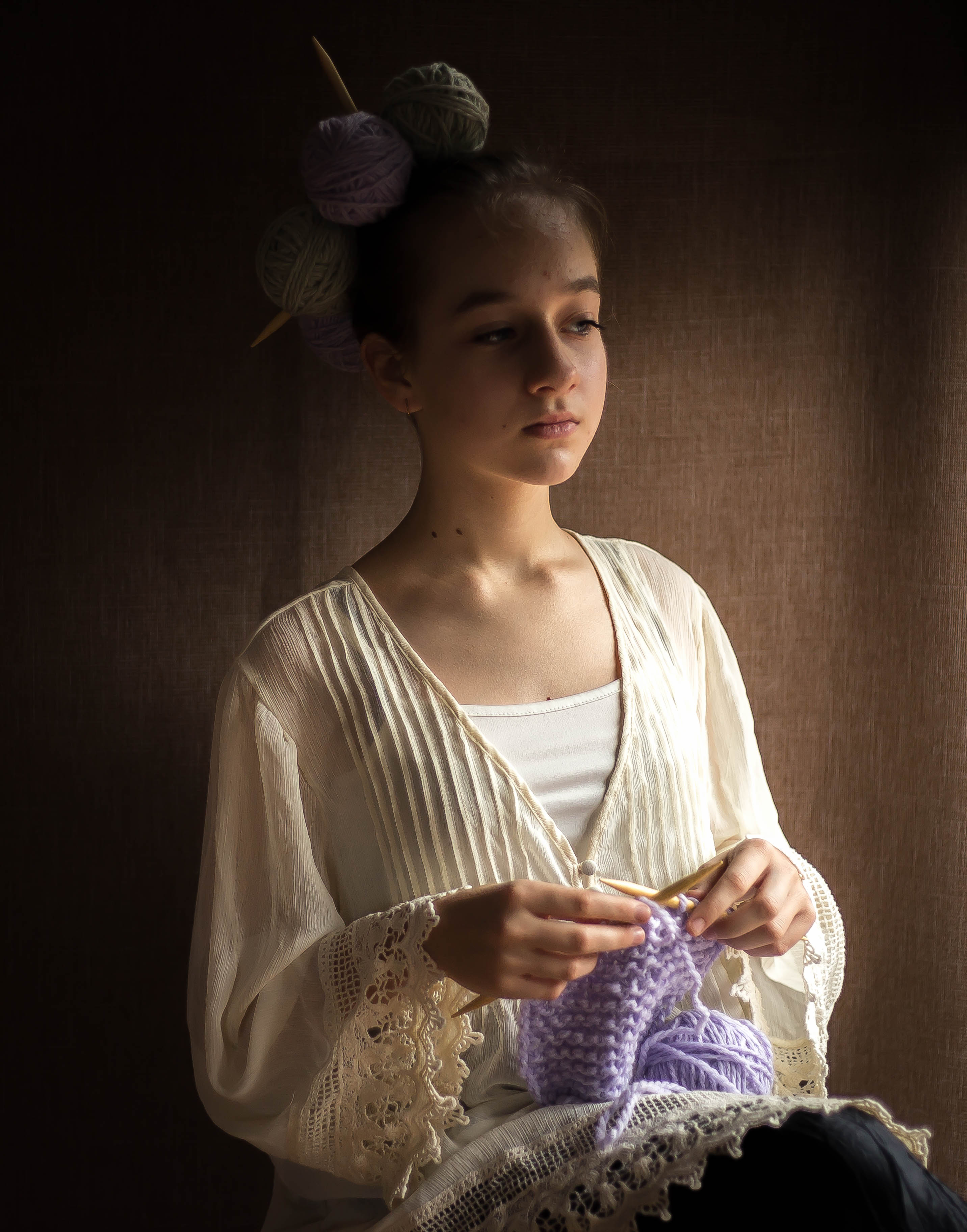 #girl # knitting #yarn # dreaming #iloveit #beautiful #happiness #children #mykids #nicepic, Lina Kozi