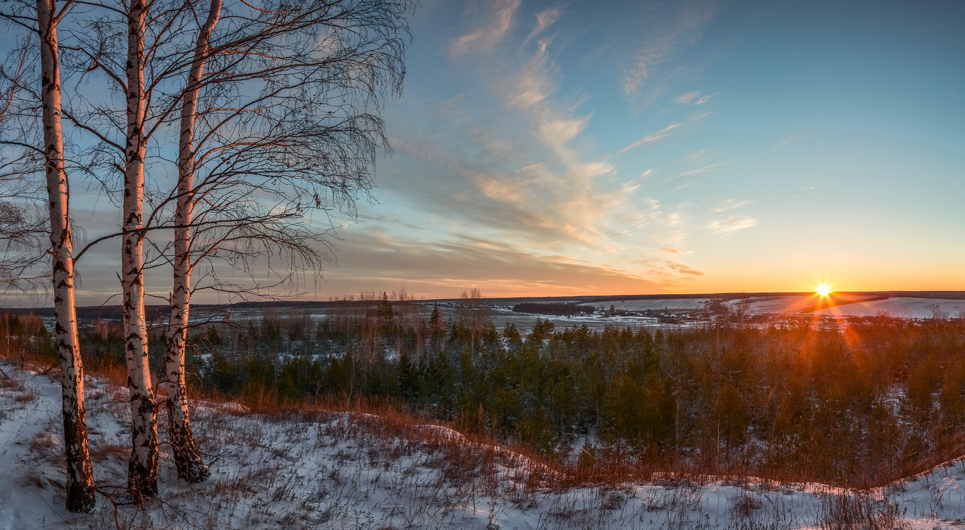 зимний лес,пейзаж,закат, Александр Манжосов
