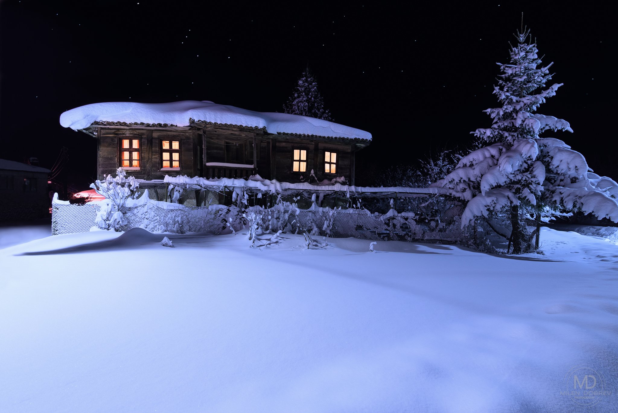 Bulgaria, Strandzha mountain, Snow, night, winter, home, village, Милен Добрев