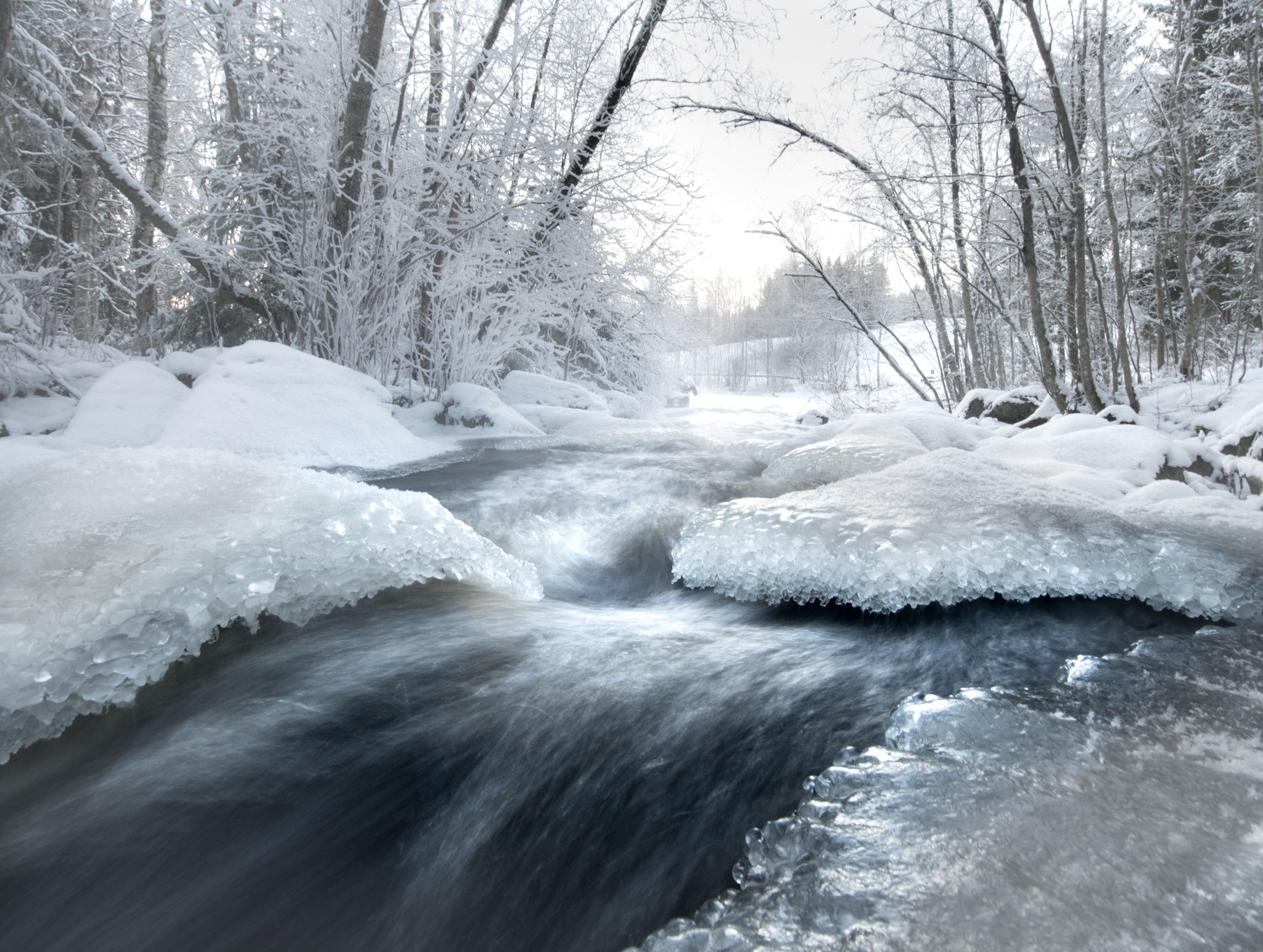frozen, finland, stream, snow, Jarkko Järvinen