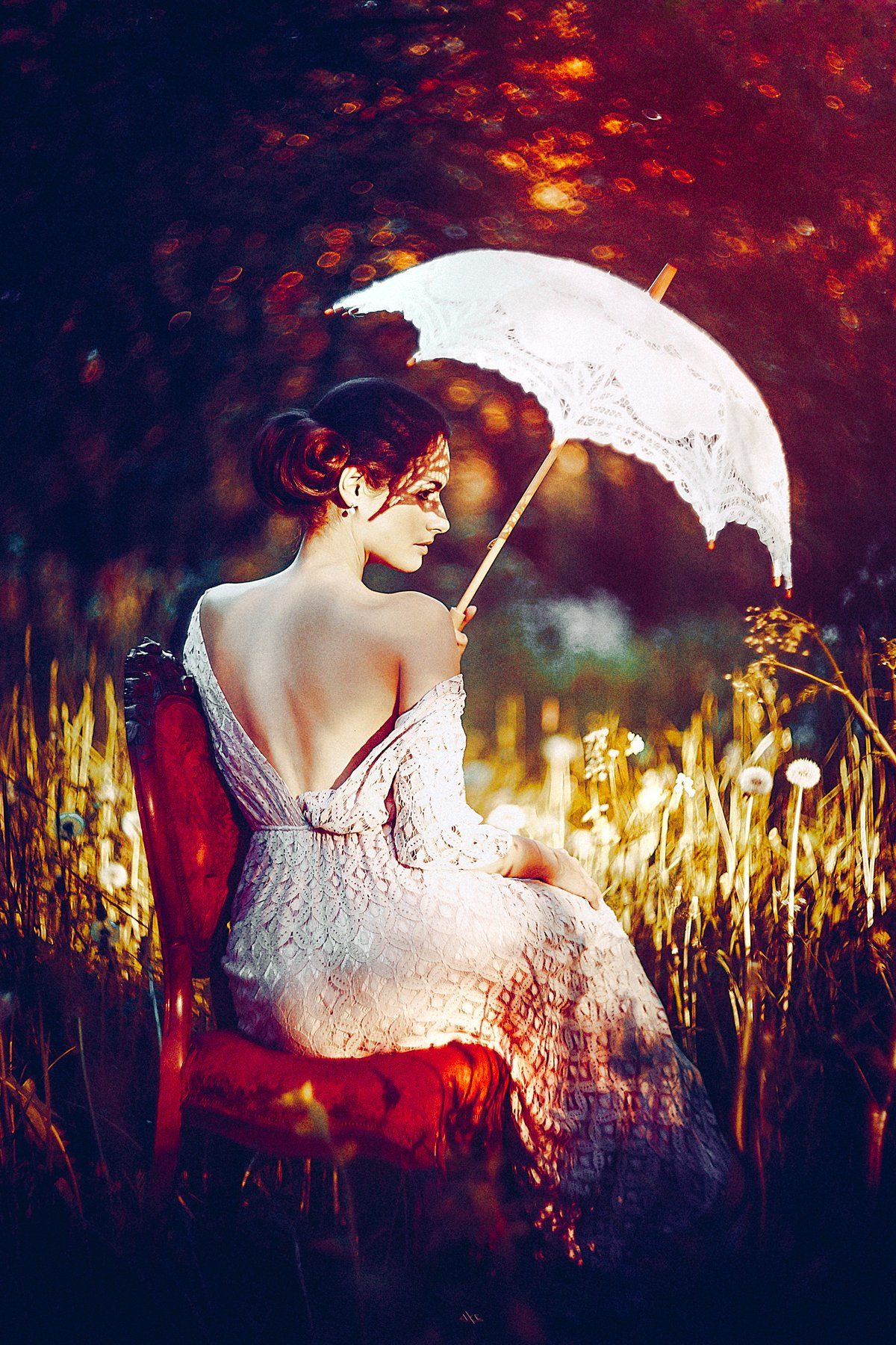 woman, portrait, garden, spring, sun, bokeh, toning, beauty, umbrella, Руслан Болгов (Axe)