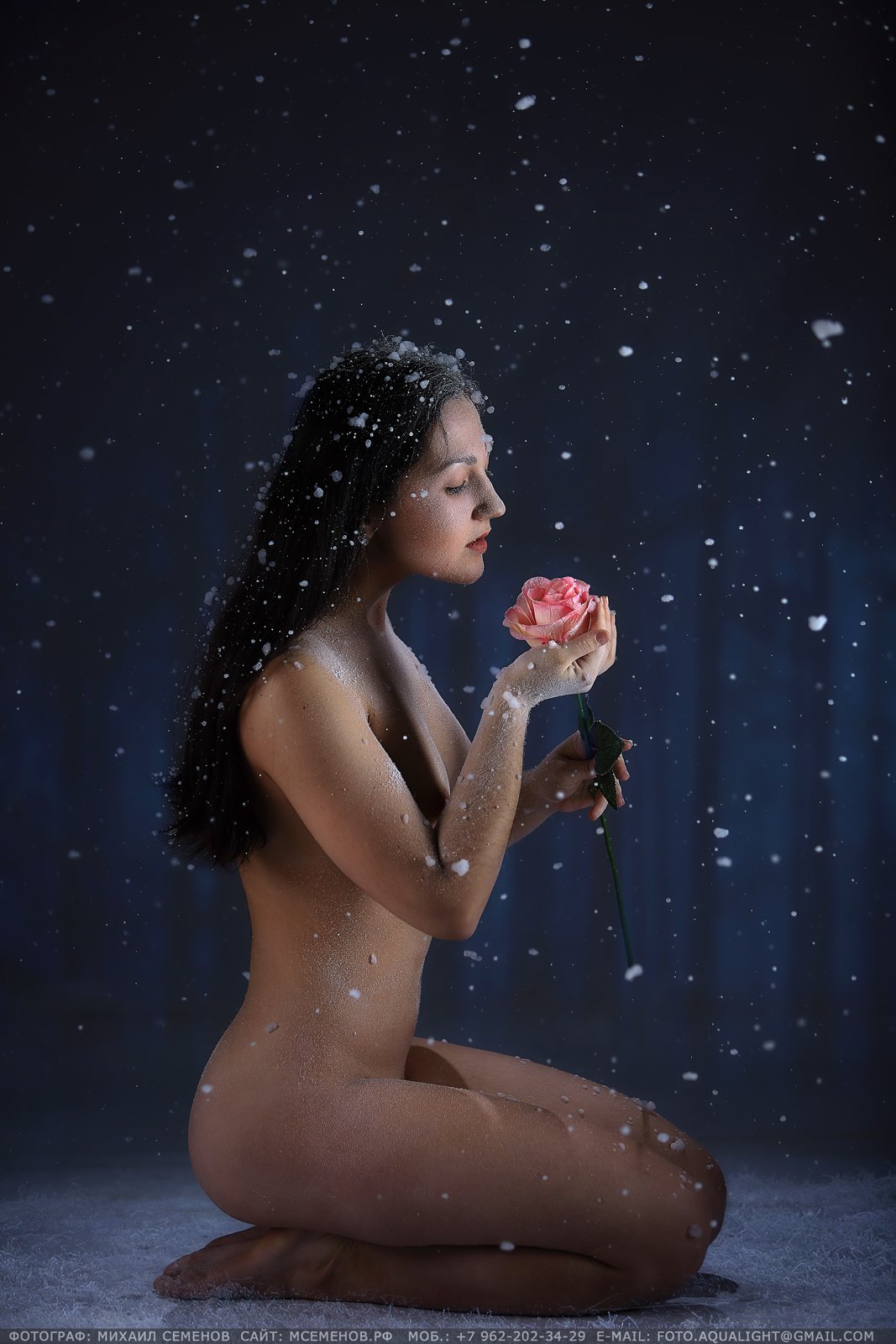 аква студия фотограф снег зима ню девушка цветок гламур, Михаил Семенов