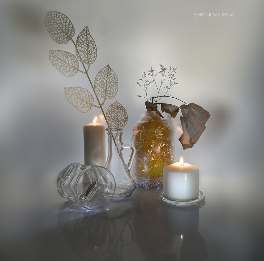 свечи стекло листья, Шипунова Ирина