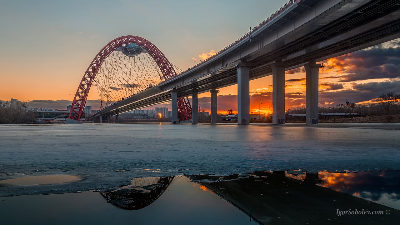 вечер, живописный мост, москва, россия, зима, Соболев Игорь