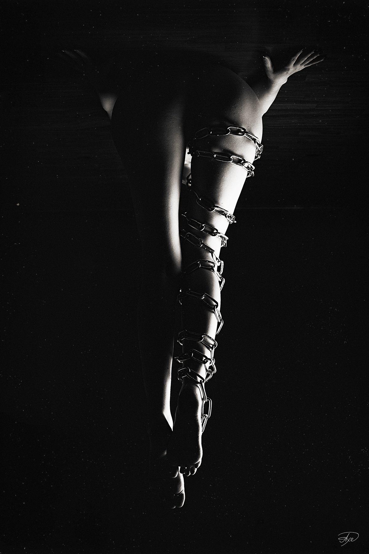 woman, nude, chains, black and white, Руслан Болгов (Axe)