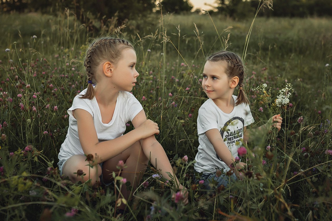 девочки,лето,закат,nikon,цветы,поле, AlexeyAsoskov