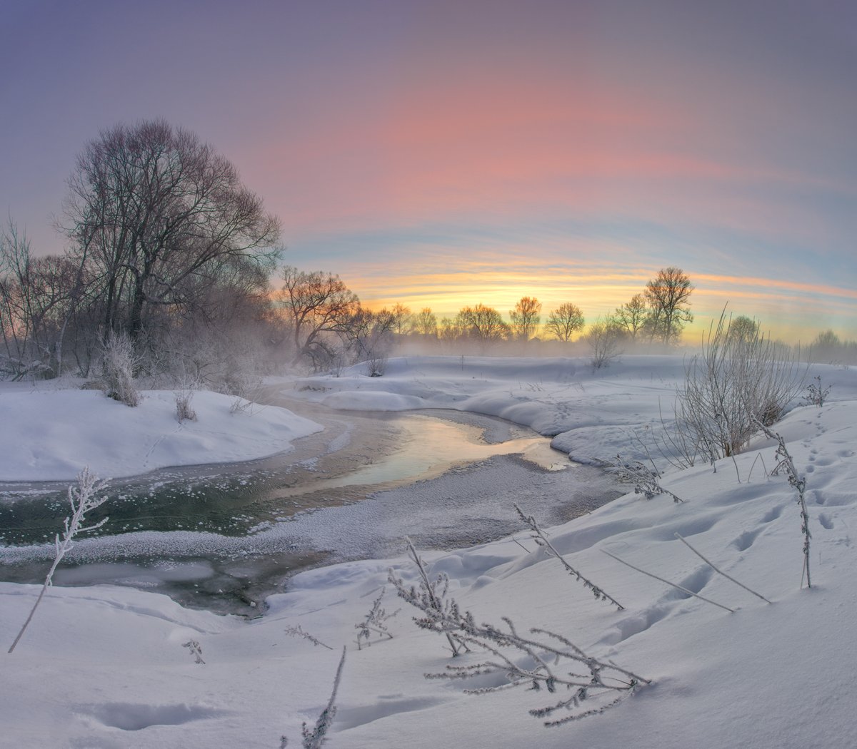 зима, утро, река, александров, Николай Андреев