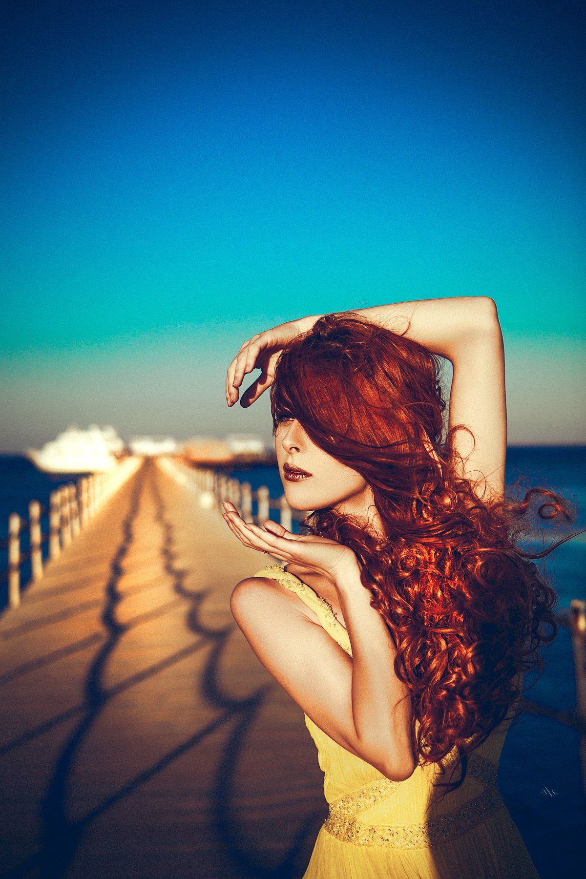 woman, portrait, seaside, redhead, beauty, wind, Руслан Болгов (Axe)