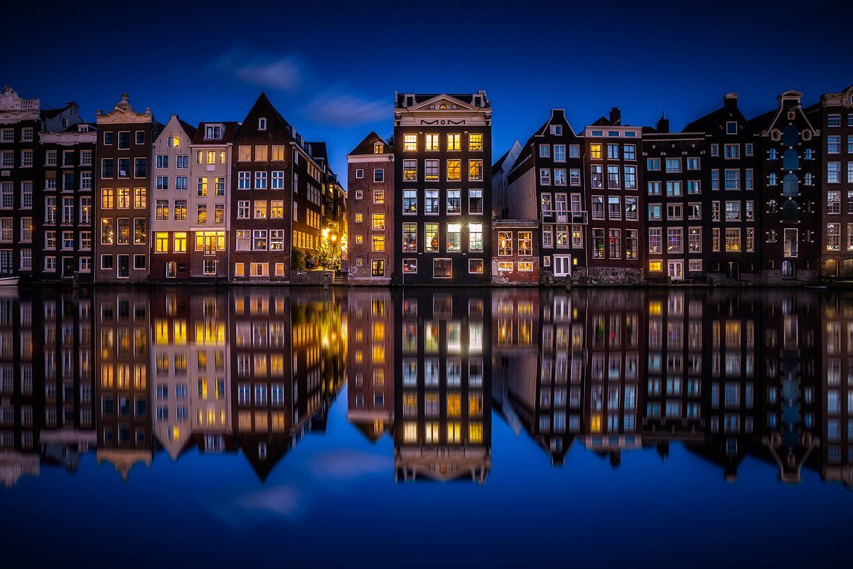 amsterdam canal holland netherland architecture city reflection water night, Roberto Pavic