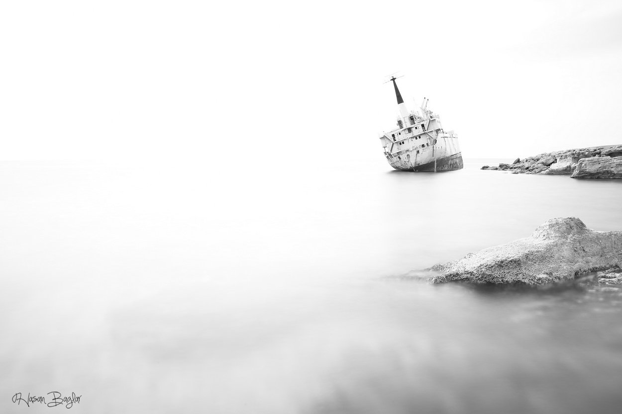 #long exposure #black&white #landscape #ship #cyprus, Hasan Baglar