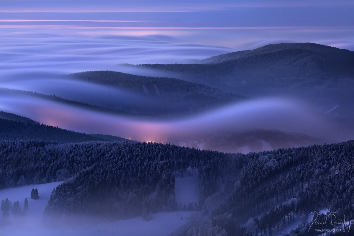 Czech republic, North Bohemia, Bohemia, Czech, Lusatian Mountains, Tschechische republik, Lausitzer Gebirge, Čechy, Česká republika, Lužické hory, Ještěd, travel, Europe, nature, mist, fog, forest, tree, trees, inversions, waves, clouds, mountains, winter, Daniel Rericha