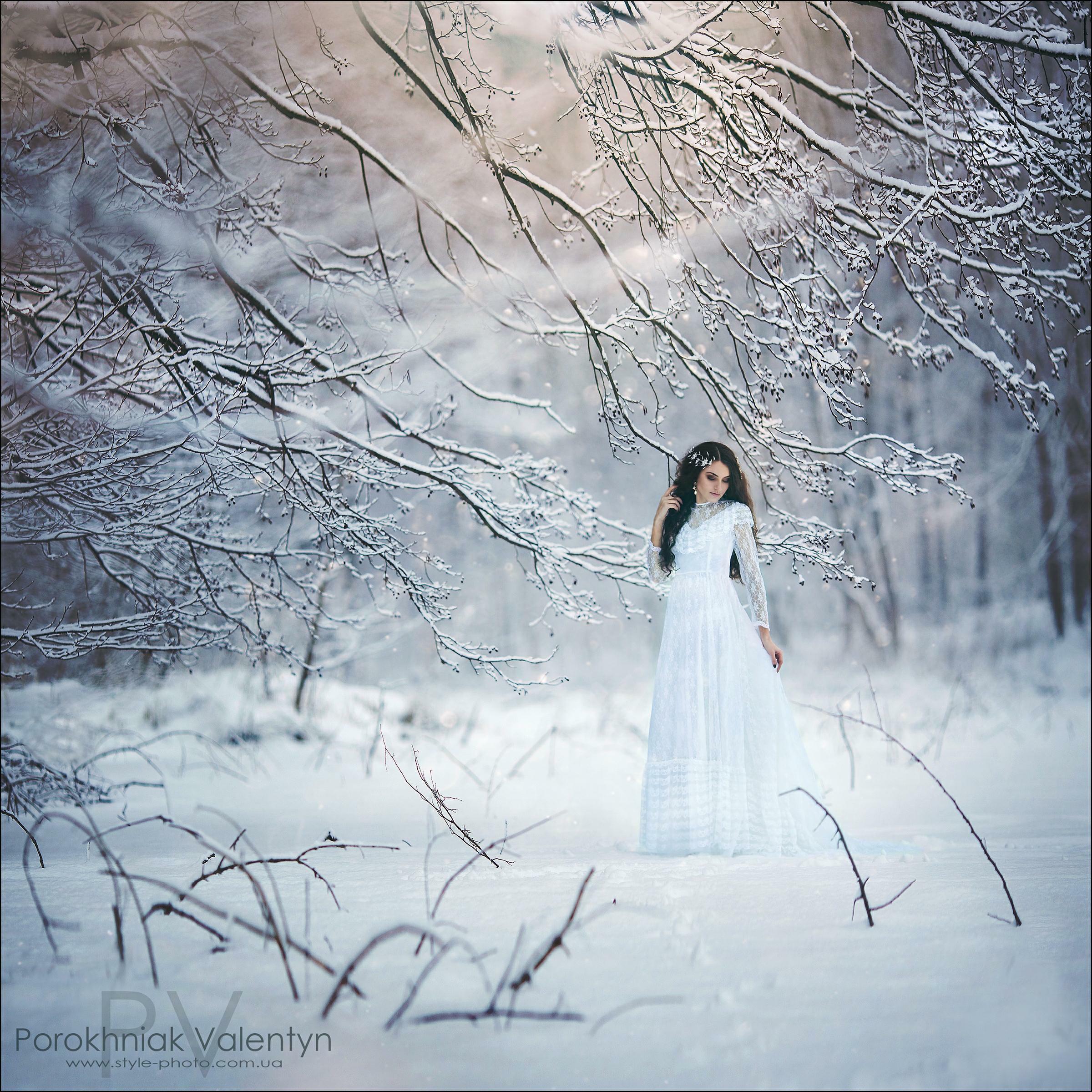 девушка, снег, вснегу, мороз,зима, платье, фотосессия, длинное платье, PV