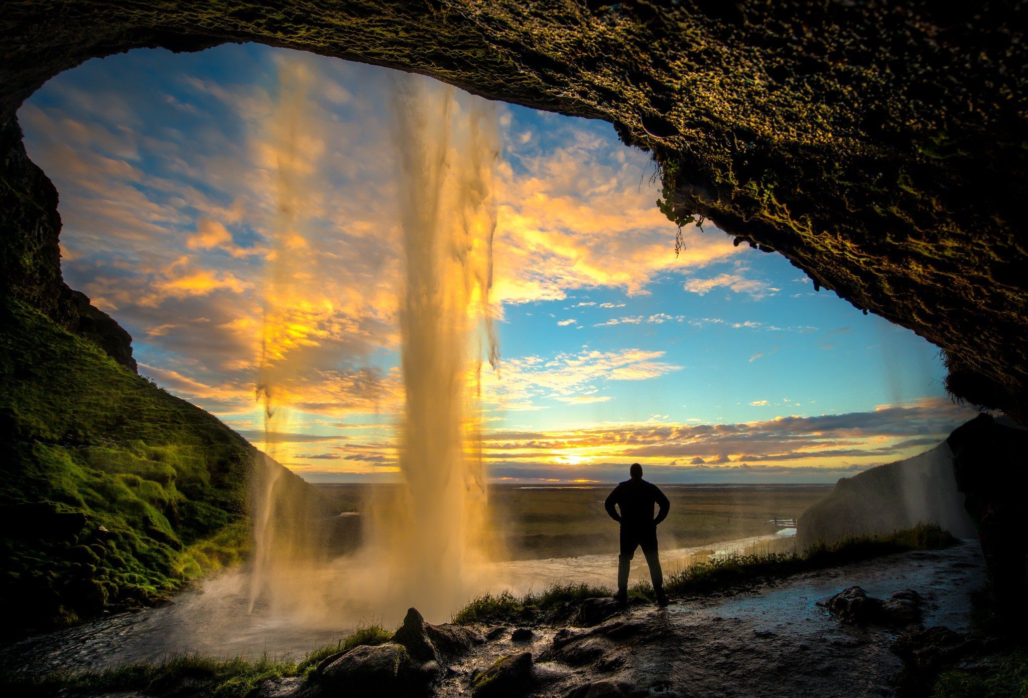 Waterfall, sunset, Iceland, Jarkko Järvinen