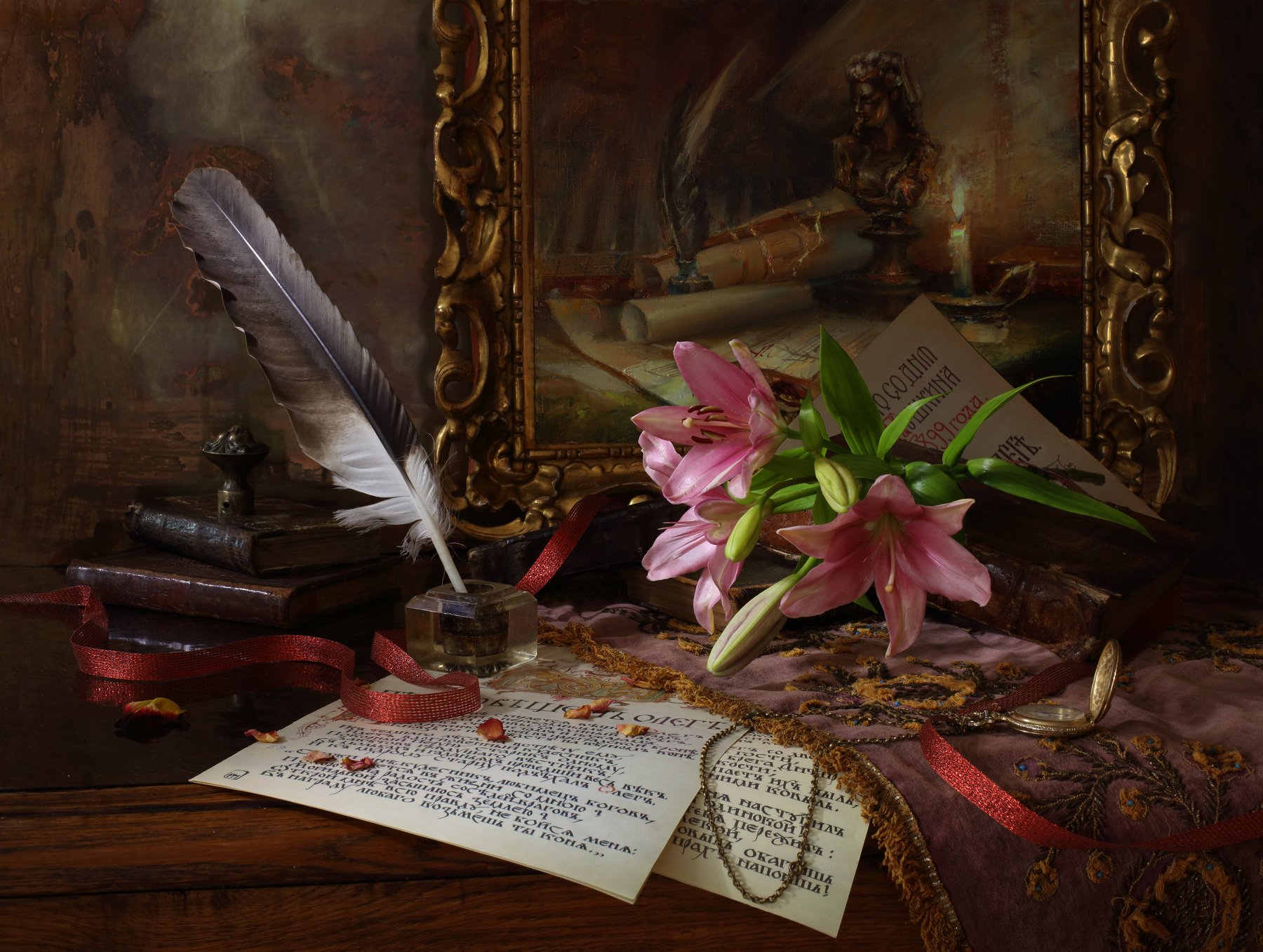 цветок, картина, живопись, лилия, книги, Андрей Морозов