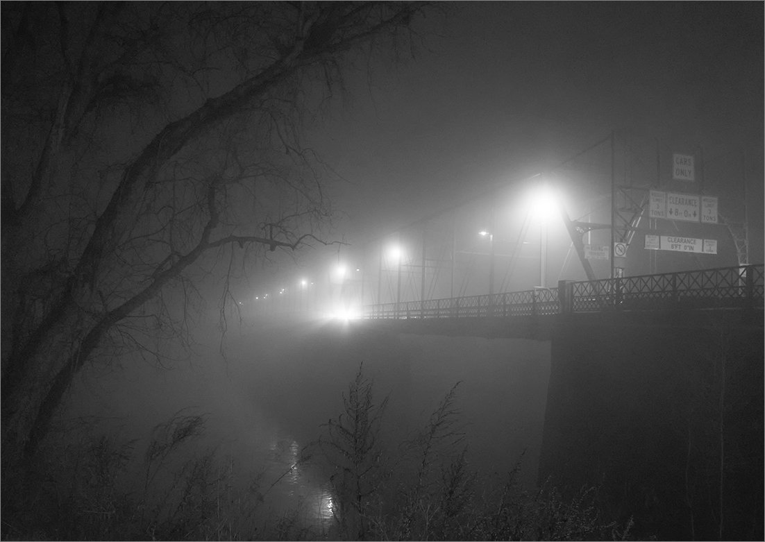 night fog river bridge, Boris Zhitomirsky