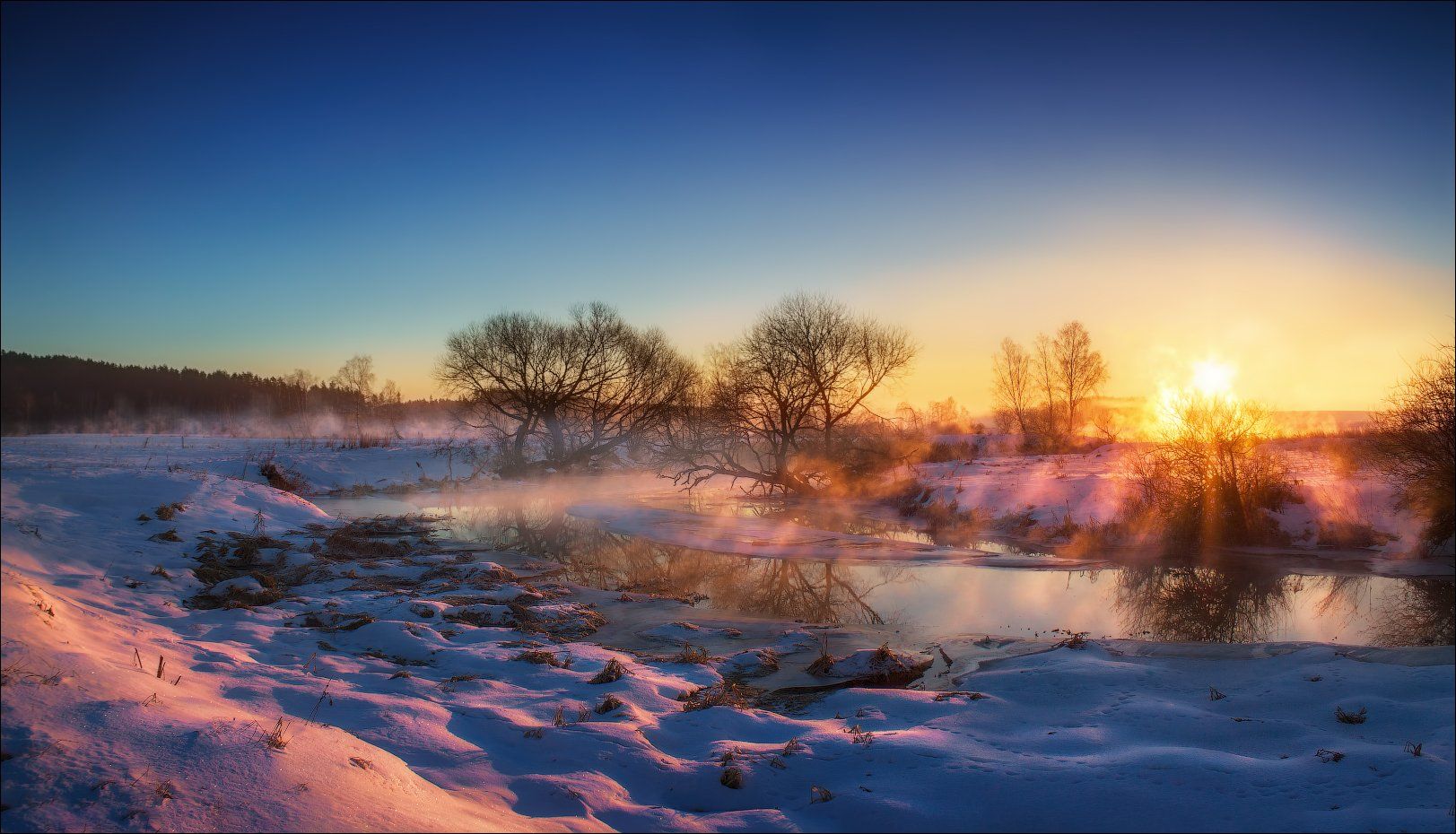 зима, рассвет, река,, Сергей Шабуневич