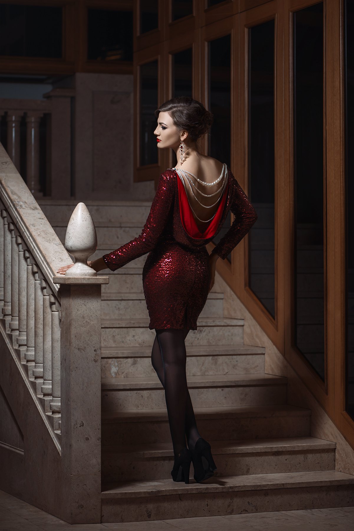 девушка, лестница, платье, Nikon, D800, 2017, Илья Новицкий