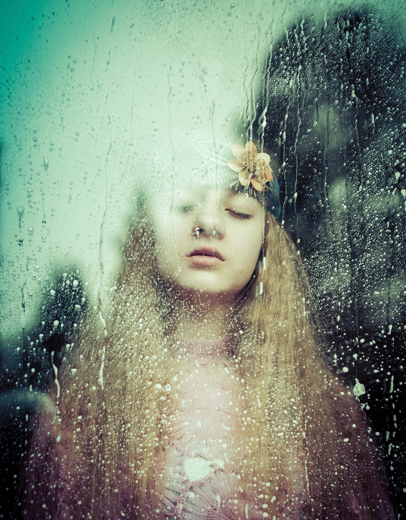 #girl #beautiful #picture #portrait #linakoziphotoart #rain #color # flowers, Lina Kozi