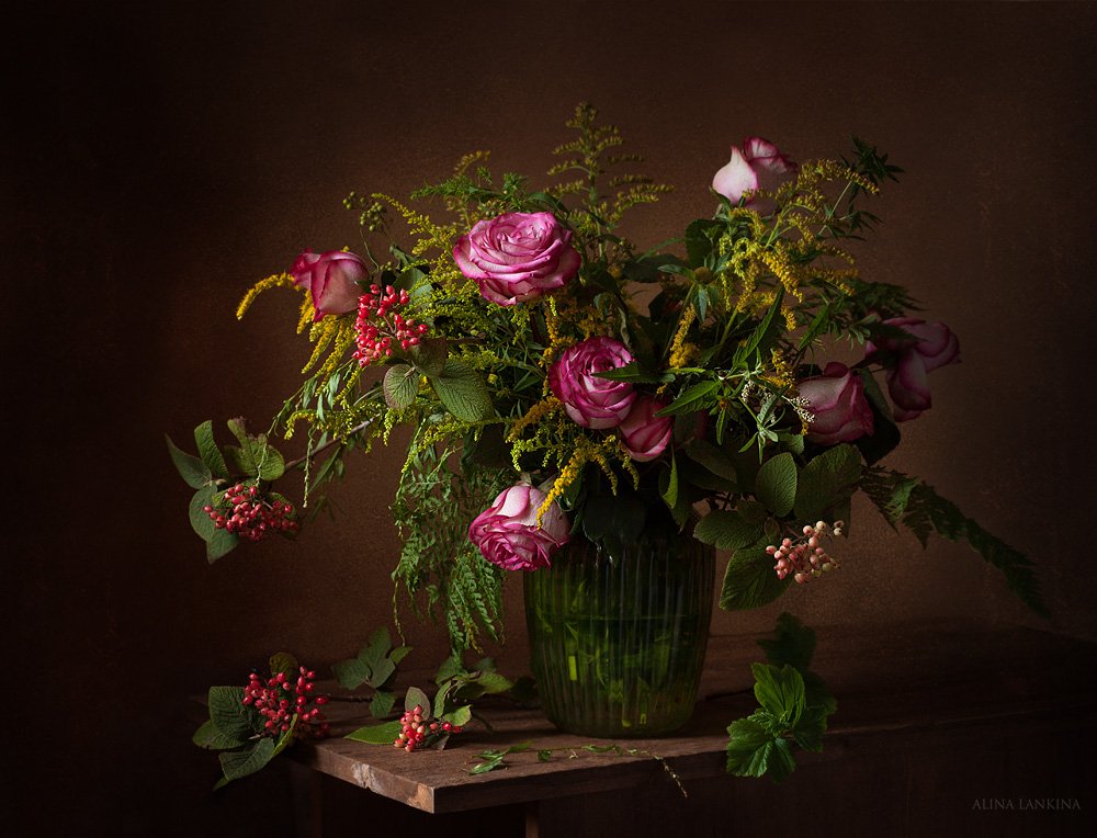 натюрморт, розы, полевые цветы, букет, лето, ваза с цветами, алина ланкина, Алина Ланкина