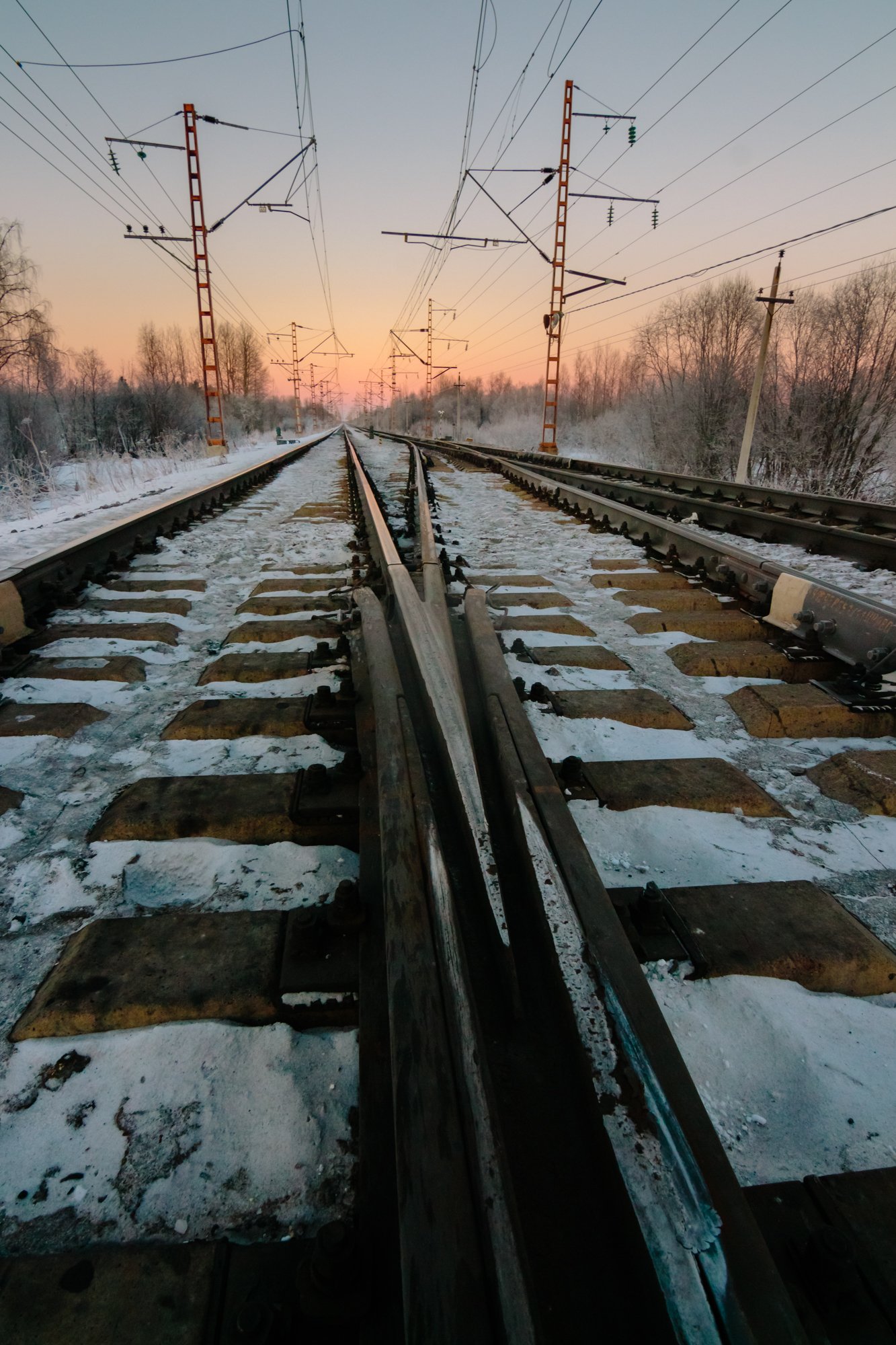 пейзаж, железная дорога, зима, Михаил Проскалов