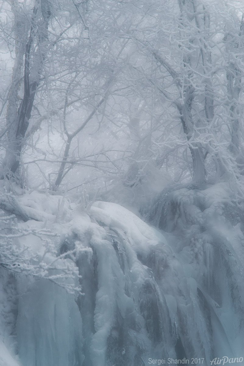 снег, зима, Плитивице, Хорватия, водопад, лес, деревья, Сергей Шандин