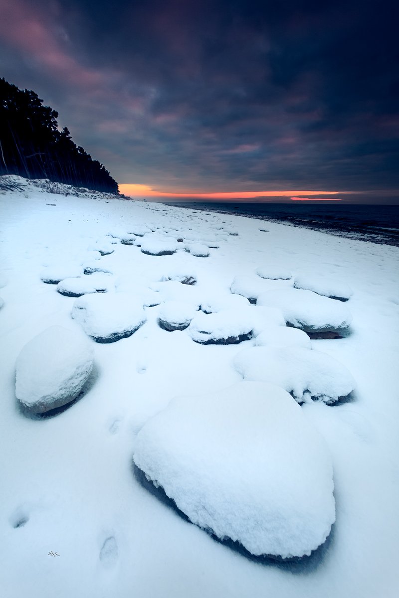 winter, baltic sea, sunset, colors, snow, Руслан Болгов (Axe)