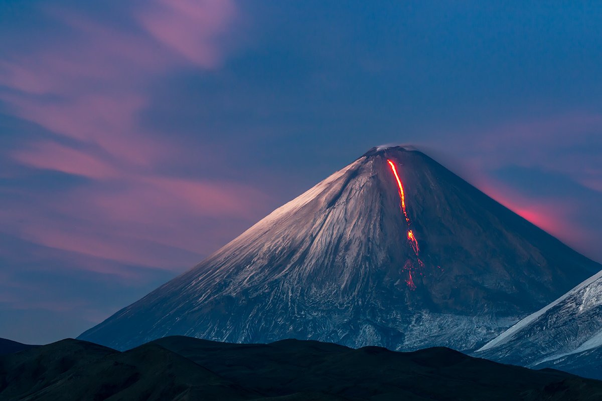 камчатка, вулкан, извержение, лава, закат, огонь, природа, пейзаж,, Денис Будьков