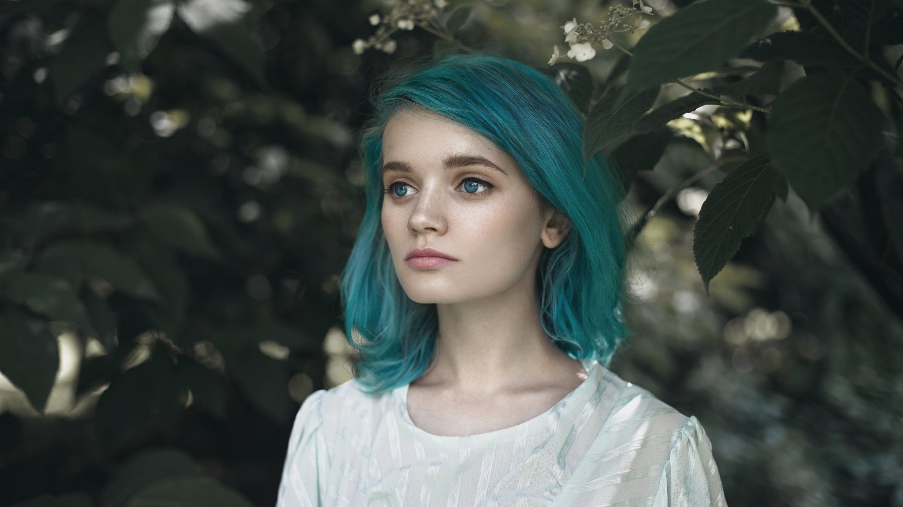 blue hair, nymph, forest, hipster, blue eyes, sad, saddness, summer, silence, Наташа Янкелевич