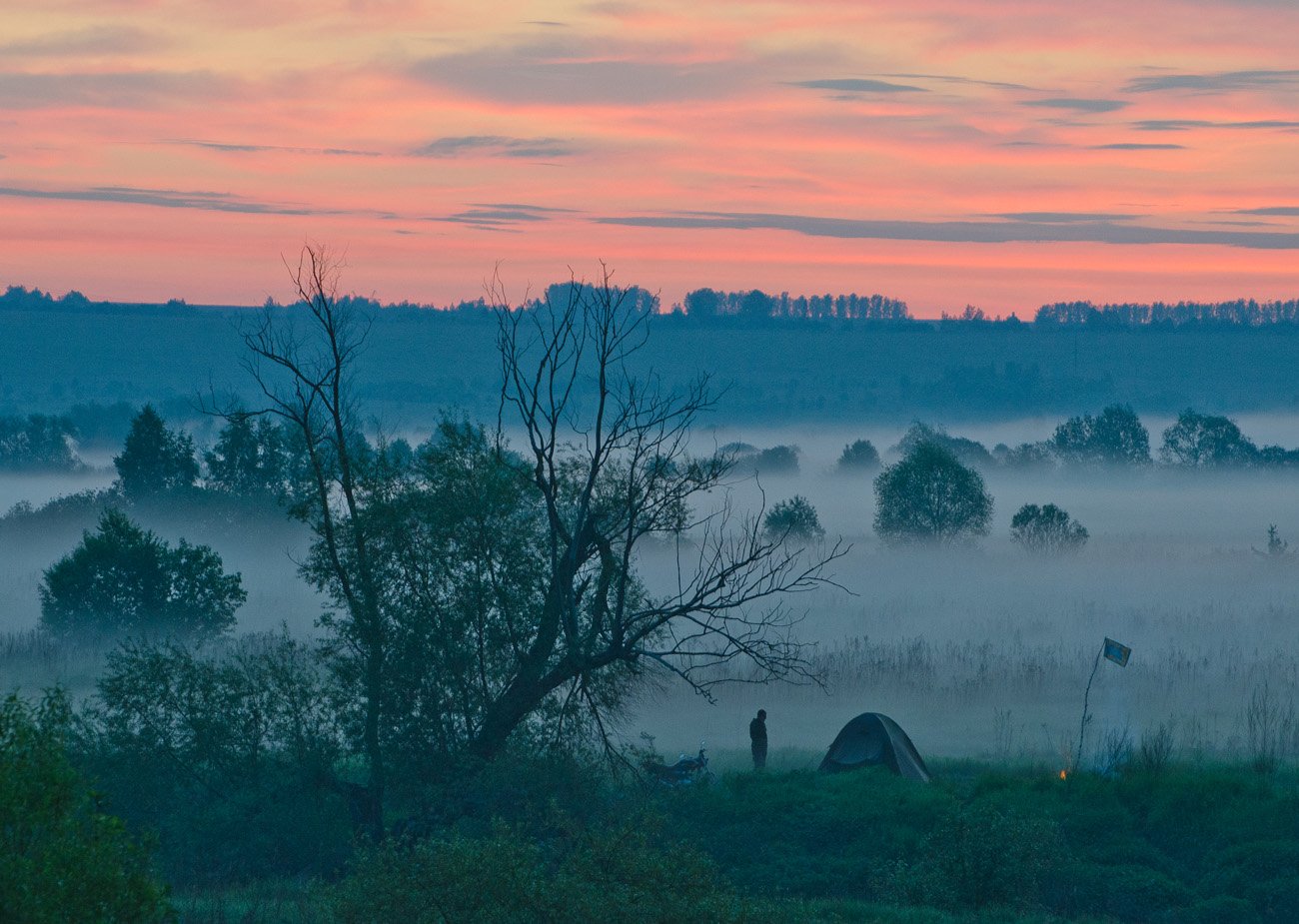 утро восход туман река упа природа першино, Михаил Агеев