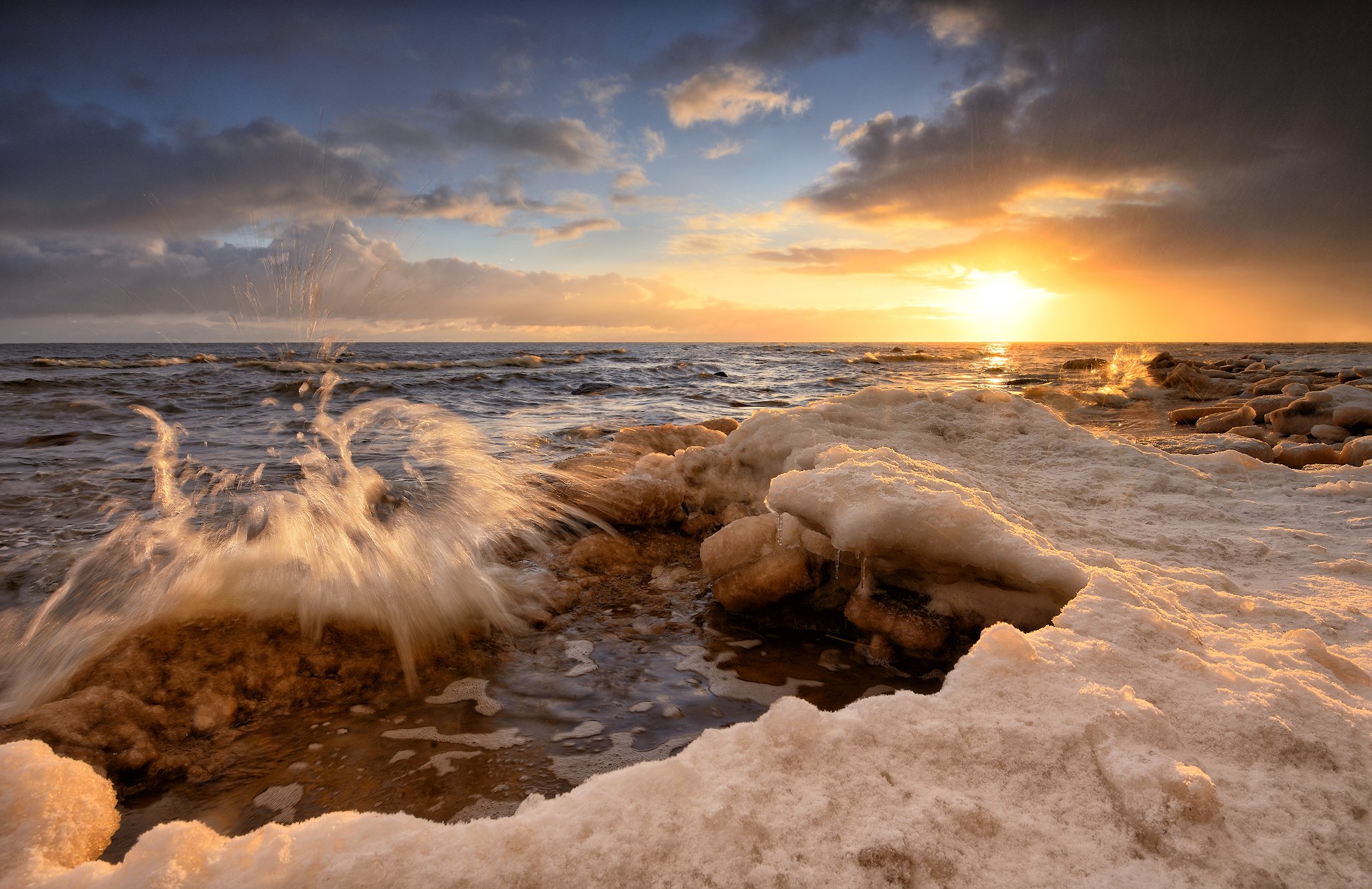 пейзаж море рассвет зима лёд, Алексей Мельситов