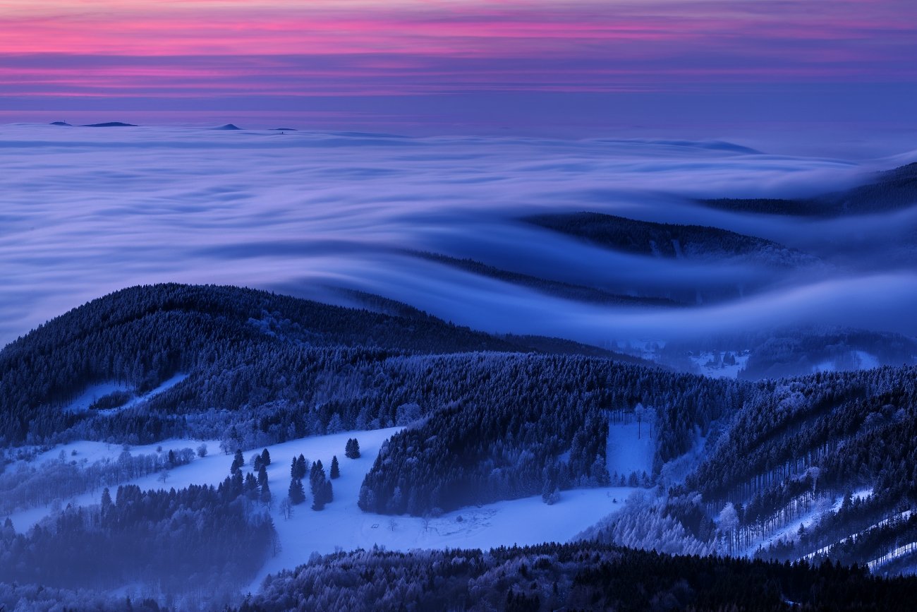 Czech Republic, Lusatian mountains, blue hour, frozen, north bohemia, europe, travel, mountains, ještěd, Tomas Morkes