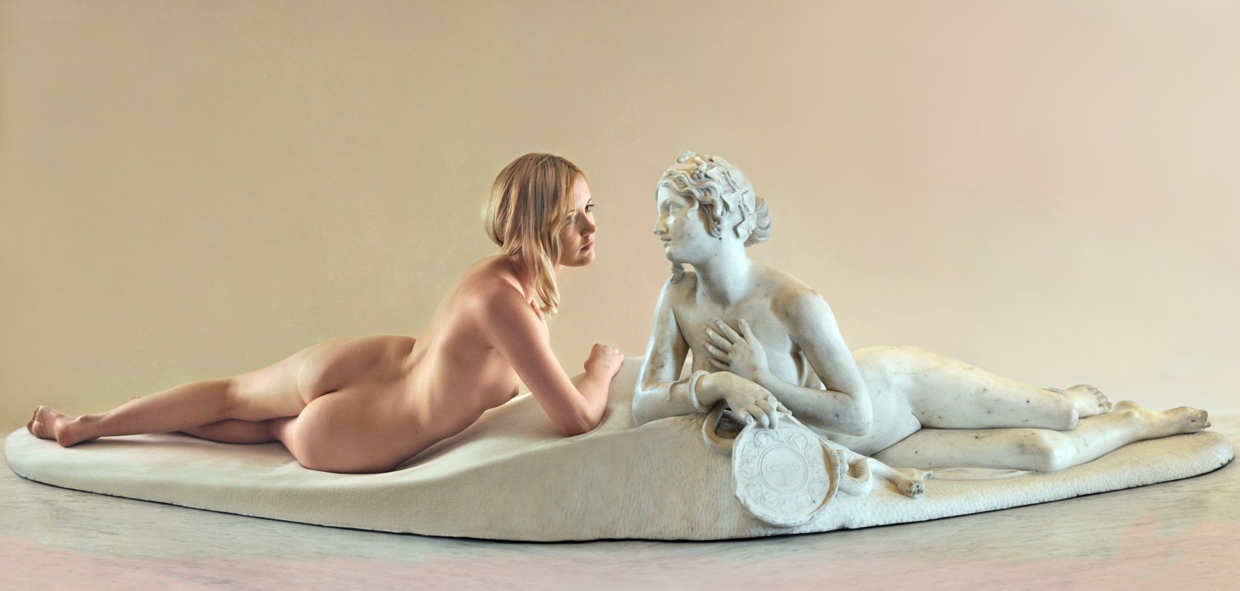 marble, stone, sculpture, art, museum, model, posing, nude, collage, louvre, paris, live, statue, Nikolai Endegor