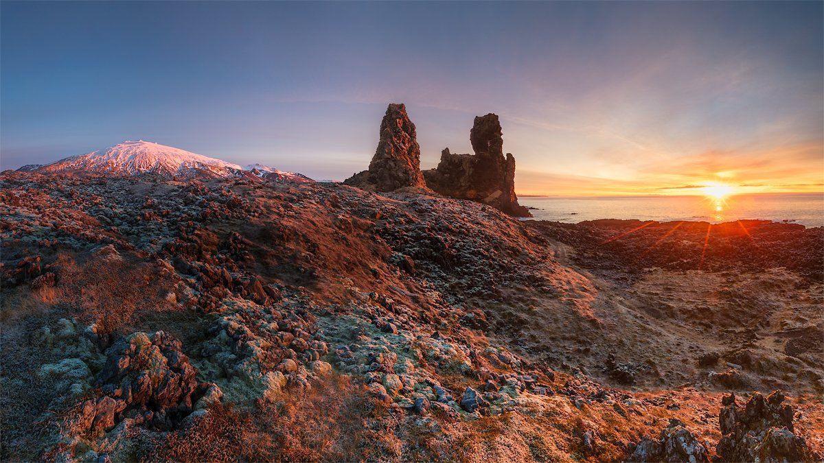 Iceland sunrise light seashore sun, Sergey Merphy