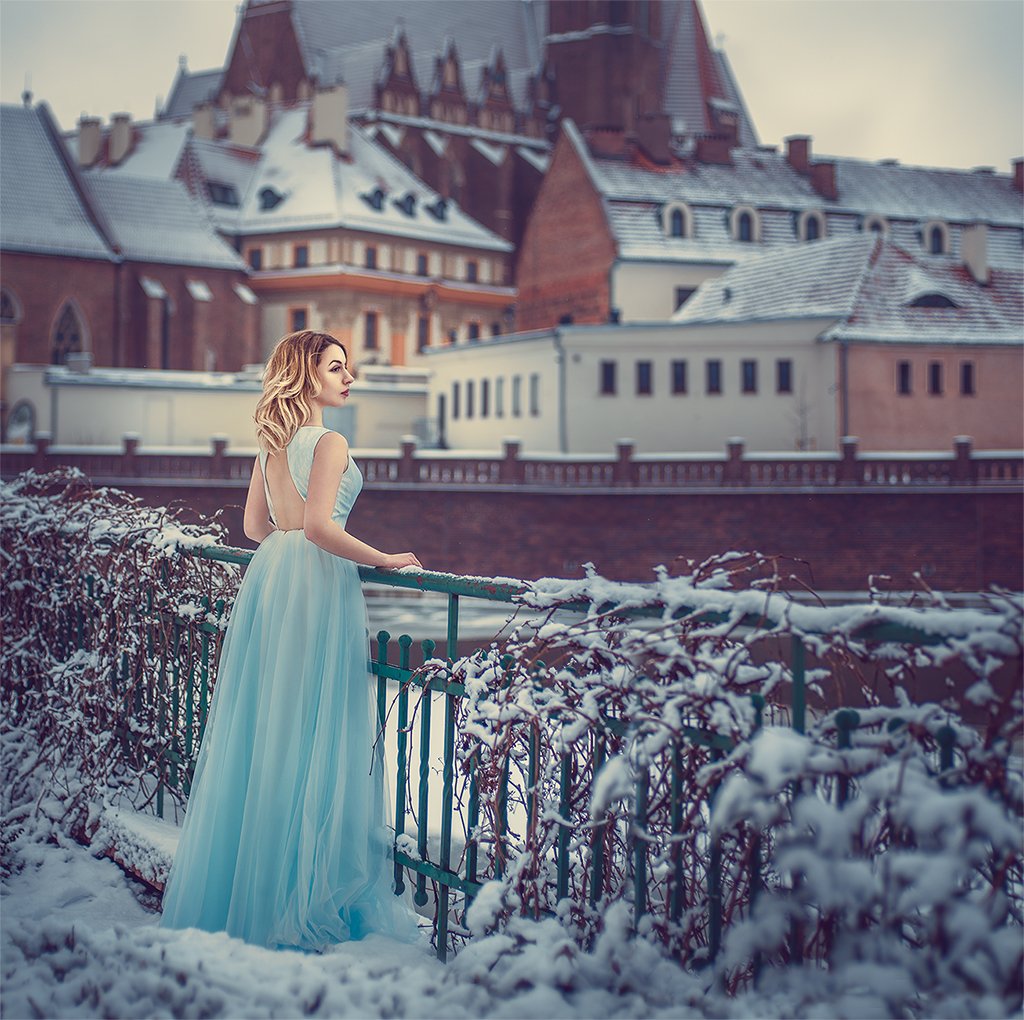 зима, снег, платье, портрет, девушка, сказка, замок, Желнова Галия
