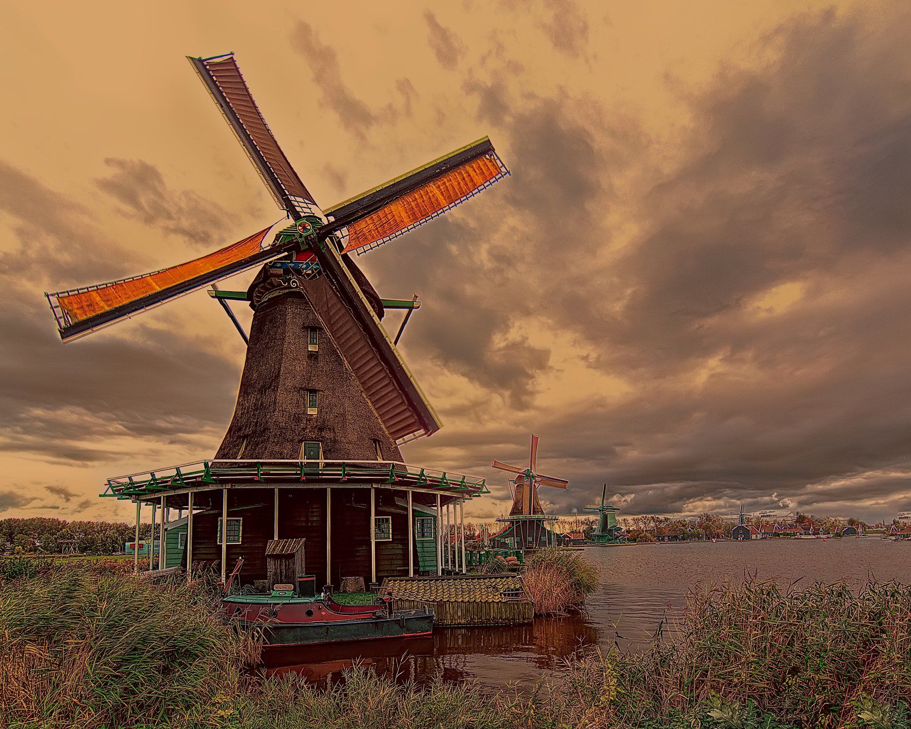 holland, windmill, голландия, мельница, zaanse schans, netherlands, Виктор Голобородько