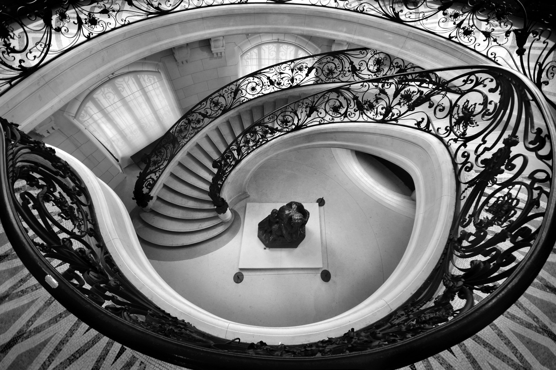 city, archtecture, interior, panorama, staircase, hall, railing, iron, museum, paris,, Endegor