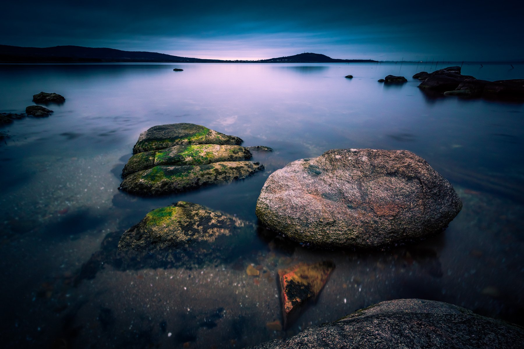 sea, water, rock, blue hour, landscape, long exposure, Jeni Madjarova