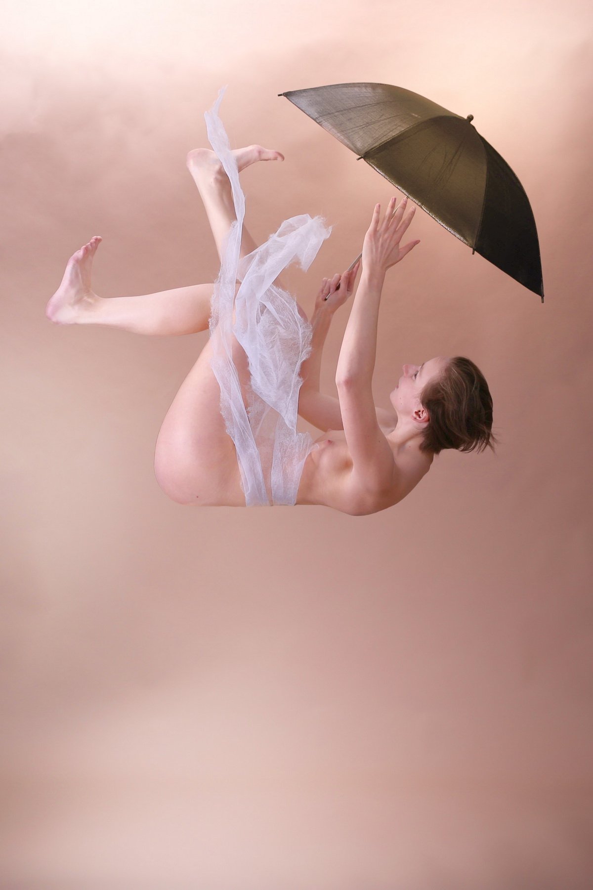 girl, umbrella, nude, Dieter Kittel