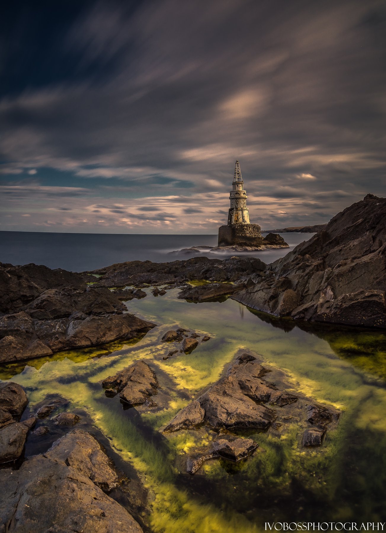 Sea seascape lighthouse clouds bulgaria water rocks, Ivailo Bosev