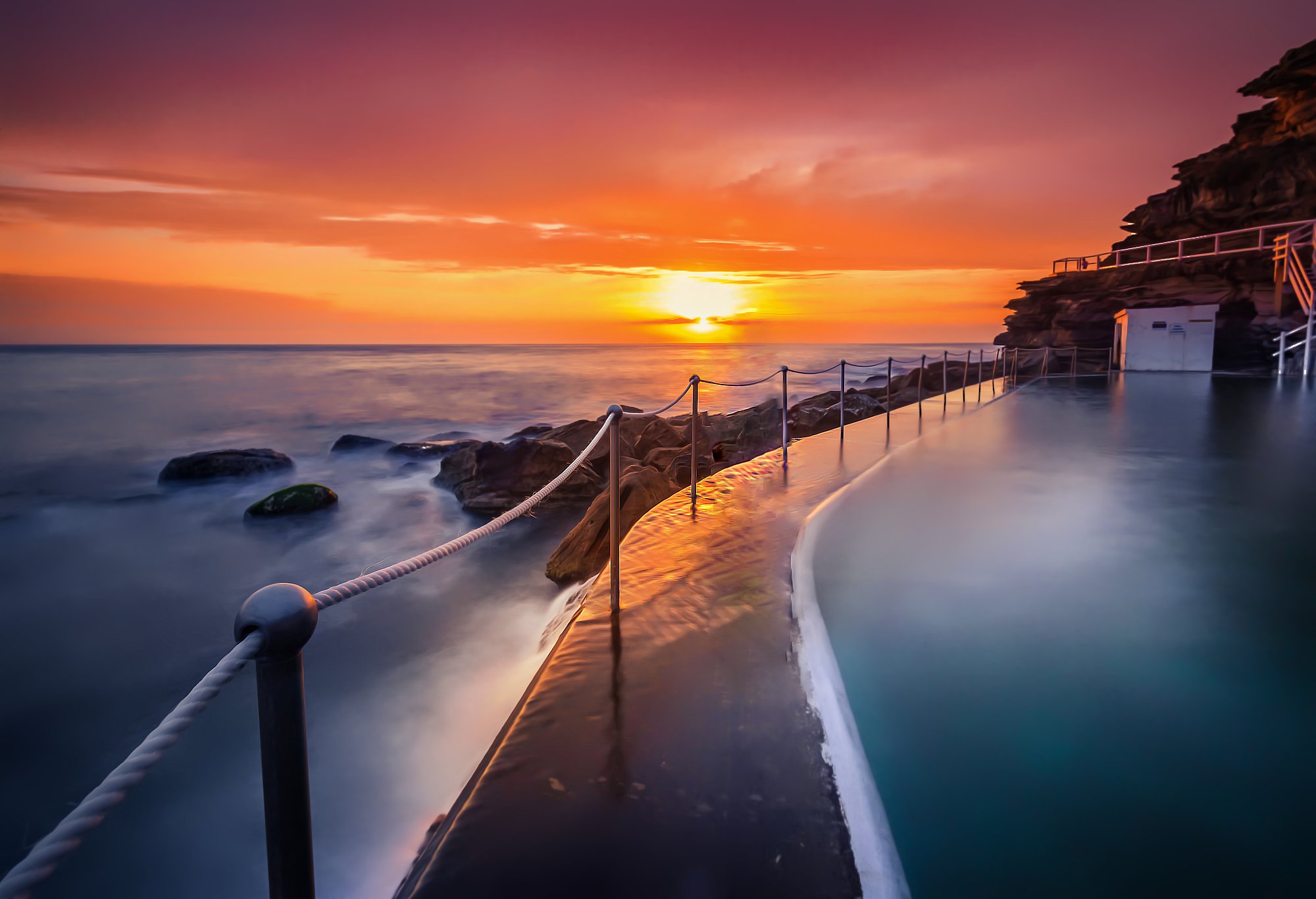 sunrise pool seascape ocean sky bronte, Derek Zhang
