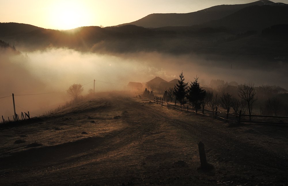 село, рассвет, карпаты, утро, Леонид Закревский