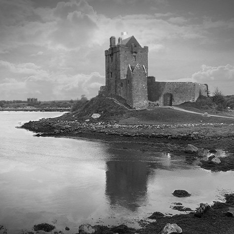 dunguaire castle, ireland, castle, lake, river, black & white, fine art,, Mike McGlothlen