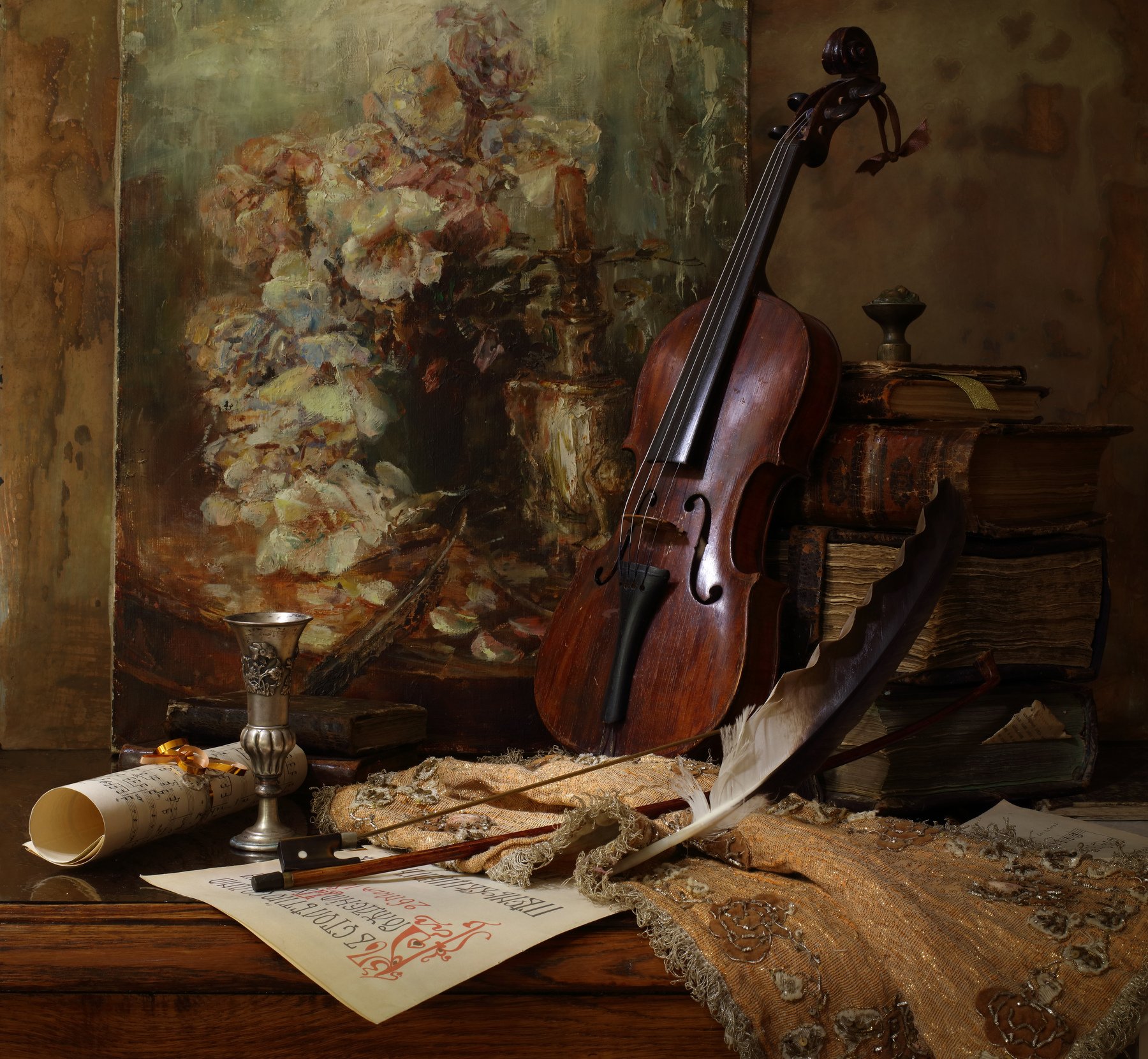 скрипка, музыка, картина, книги, Андрей Морозов