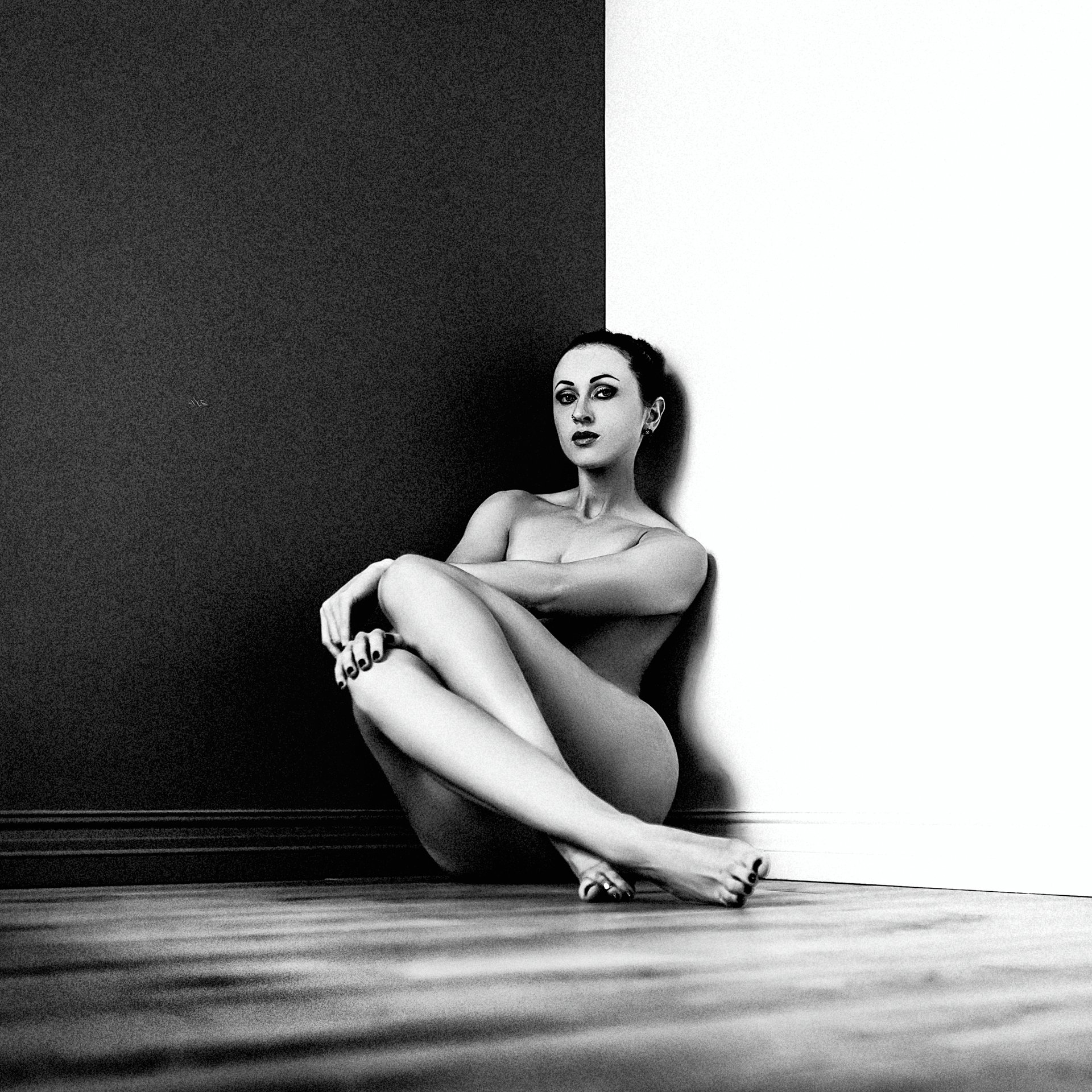 woman, nude, black and white, light, Руслан Болгов (Axe)
