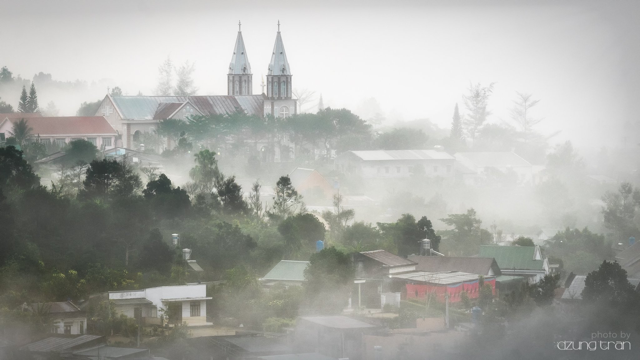 #smog #church #baoloc #tree #fog, Dzung Tran