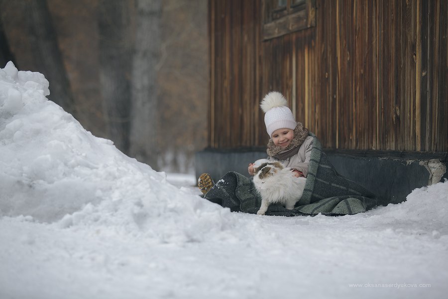 дети,зима,животные, Оксана