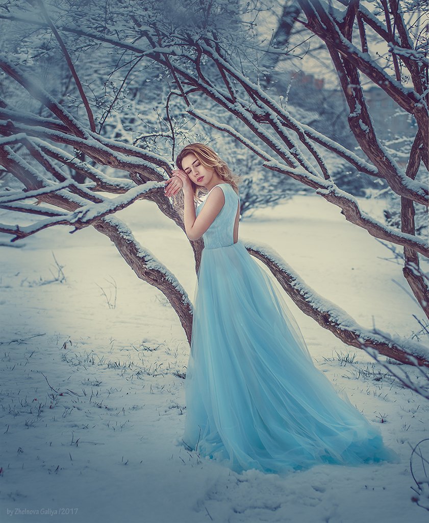зима, снег, платье, портрет, девушка, сказка, Желнова Галия