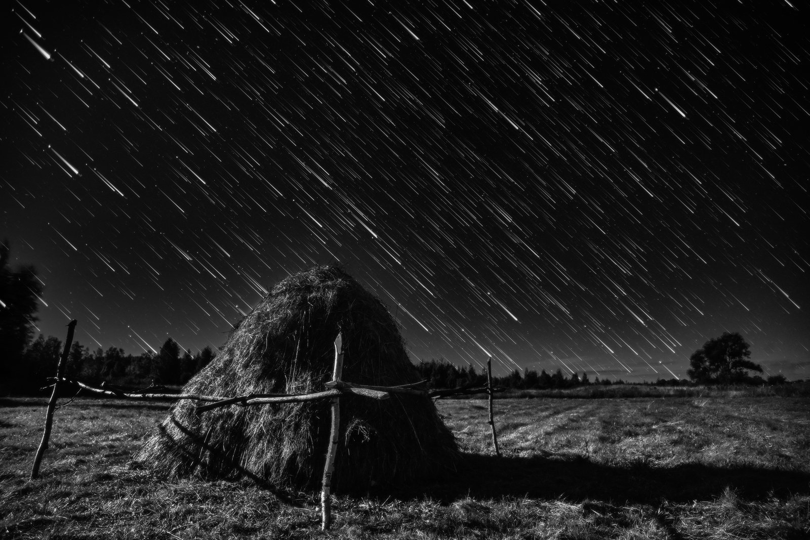 ночь пейзаж звезды треки деревня, Алексей Чистяков