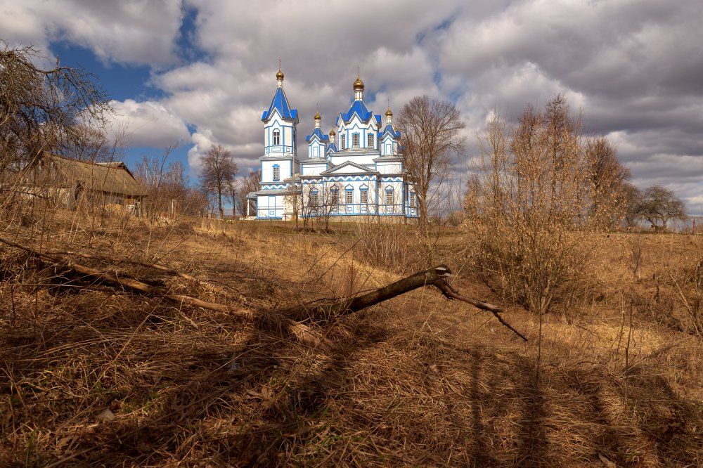храм,природа,тучи,небо,облака,весна, Юлия Лаптева