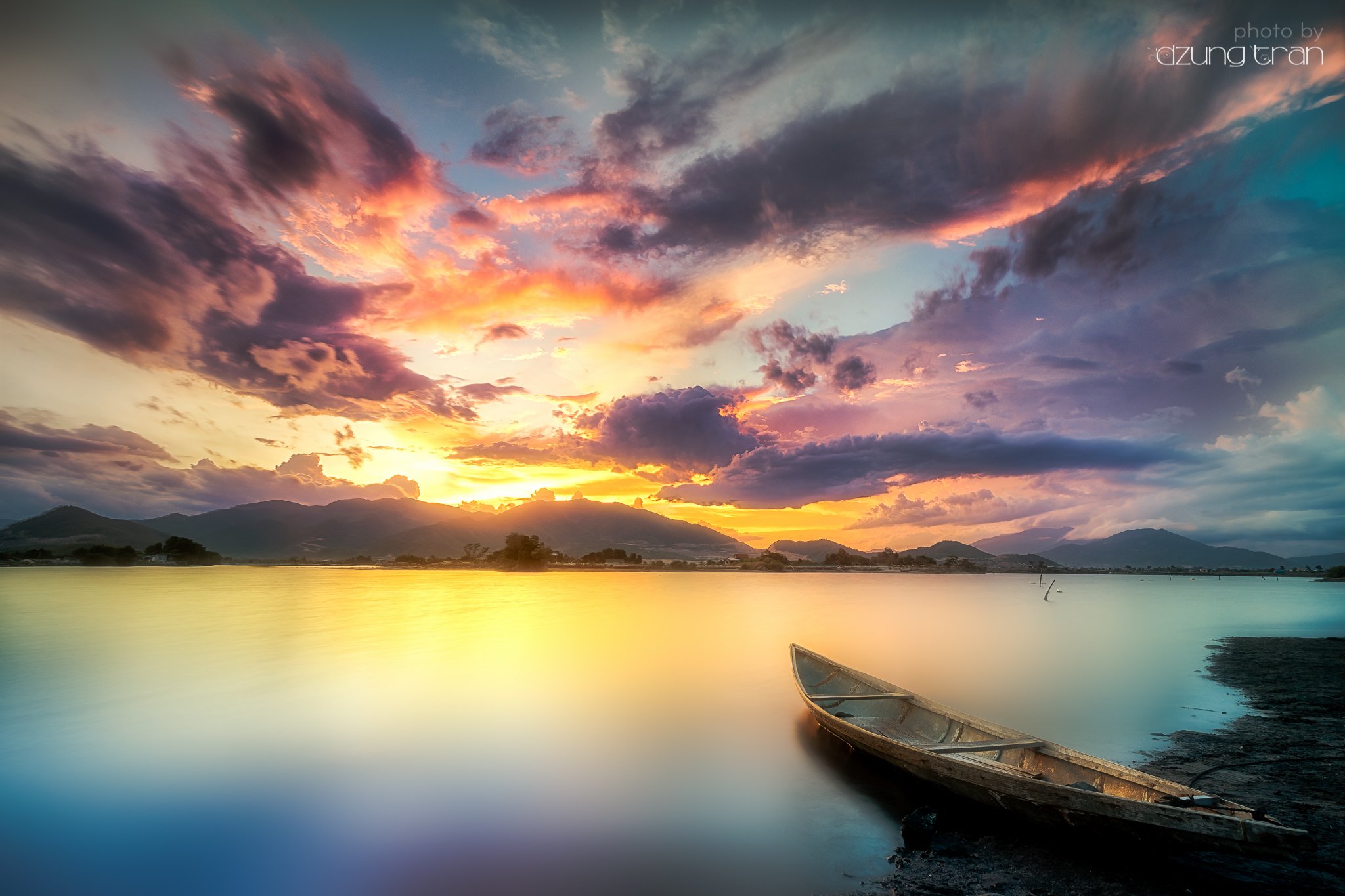 #boat #lonely #colorful #sunset, Tran Minh Dung